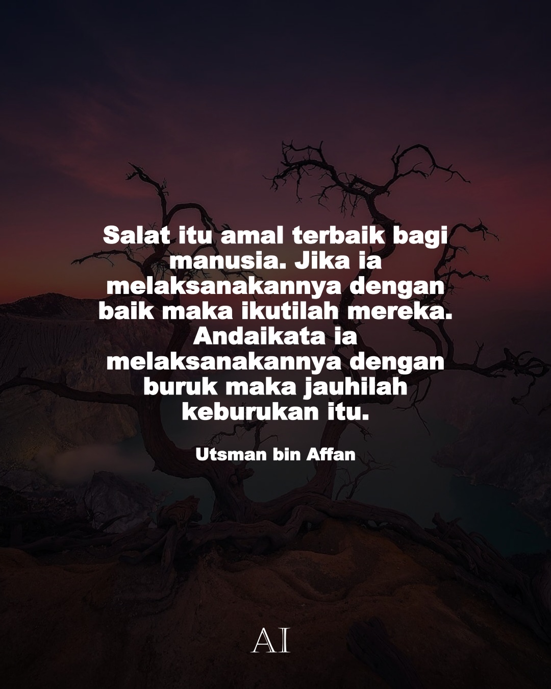 Wallpaper Kata Bijak Utsman bin Affan  (Salat itu amal terbaik bagi manusia. Jika ia melaksanakannya dengan baik maka ikutilah mereka. Andaikata ia melaksanakannya dengan buruk maka jauhilah keburukan itu.)