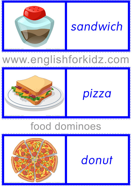 Printable domino game for the topic of food