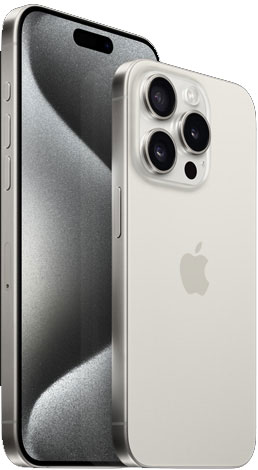 iPhone 15 Pro‏ مقاس 6.1 إنش1 وiPhone 15 Pro Max مقاس 6.7 إنش1 من تيتانيوم أبيض