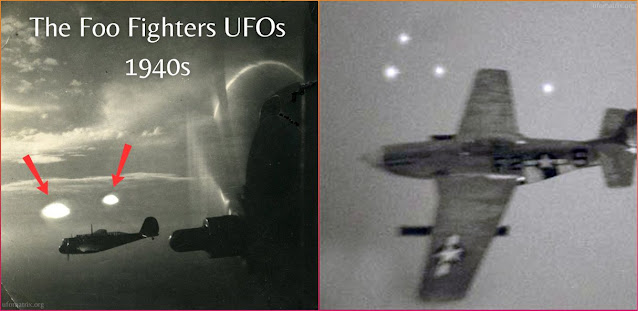 Photograph showing a mysterious glowing object resembling a Foo Fighter observed during World War II