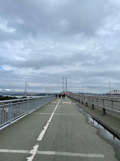 The south end of the Forth Road Bridge, looking toward the north end.