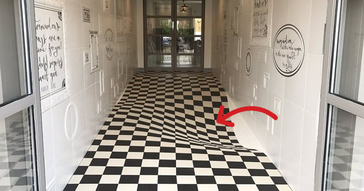 Genius Optical Illusion On The Floor Prevents People From Running In The Hallway