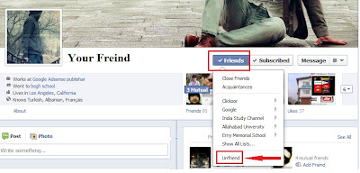 Unfriend a freind in Facebook timeline