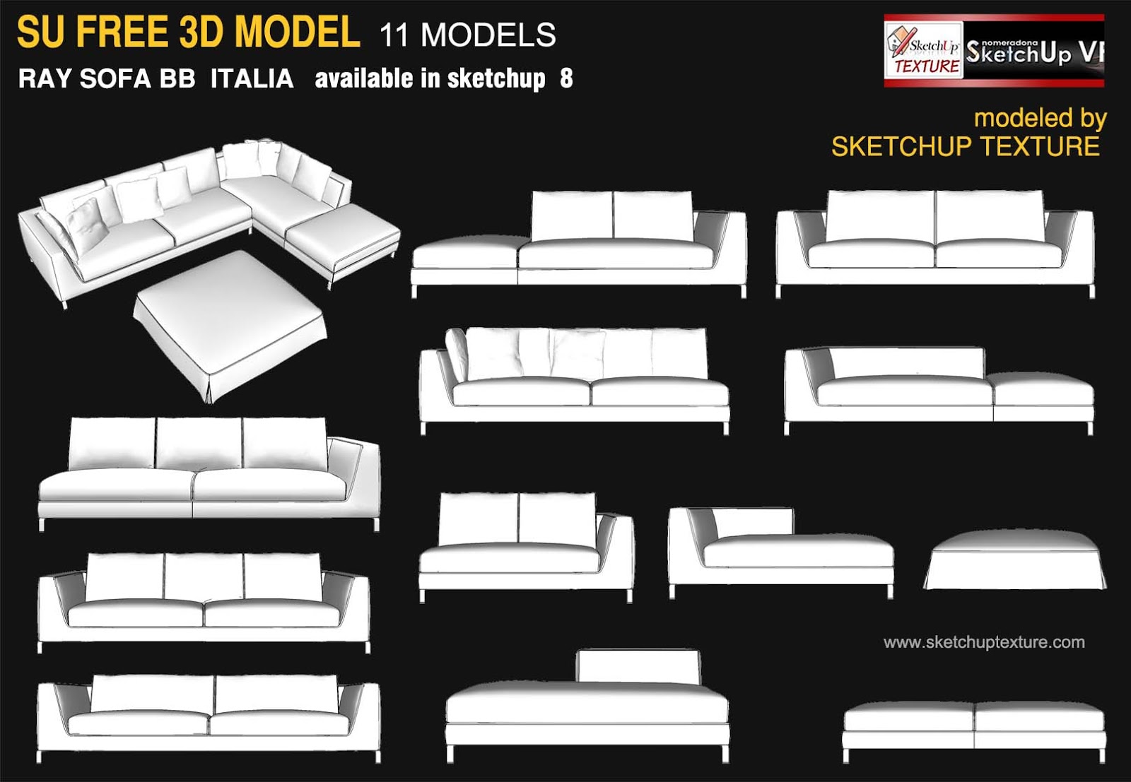 SKETCHUP  TEXTURE awesome free sketchup  3d  model Ray sofa 