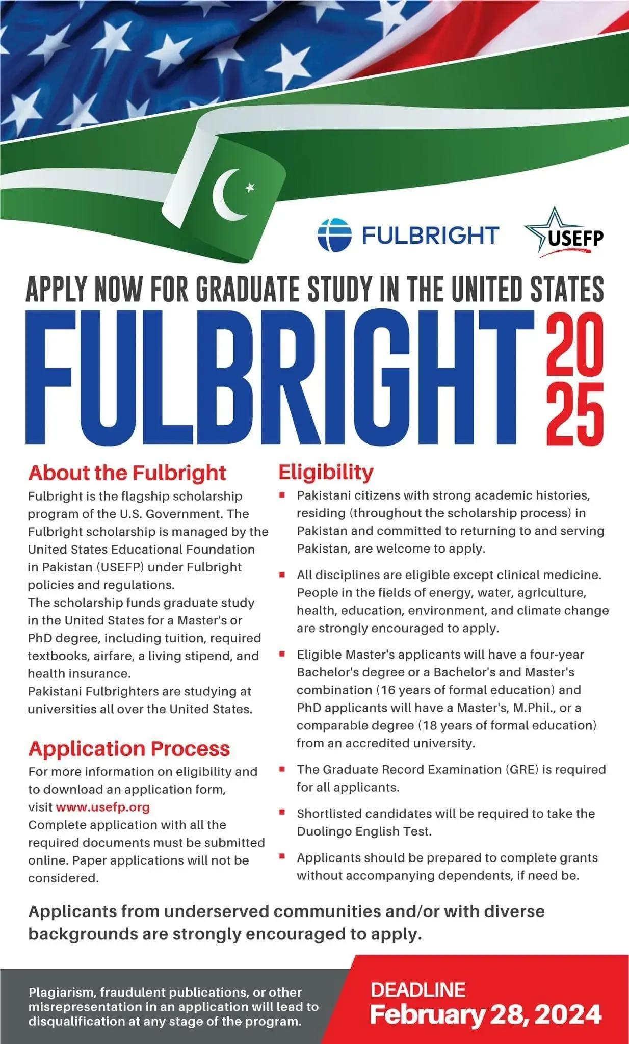 Latest Advertisement US Fulbright Scholarship 2024