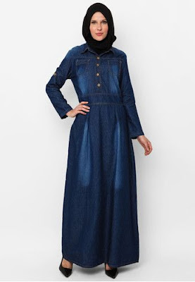 Model Baju Gamis Muslim Denim