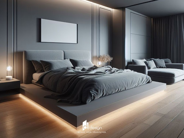 Phòng ngủ màu xám khói tạo cảm giác ấm áp thư giãn và sang trọng