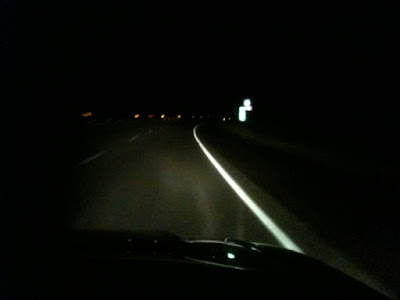 on the road at night