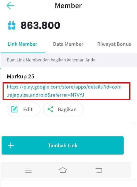 Cara Set Link Member Aplikasi Raja Pulsa