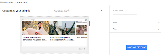 Iklan baru Adsense : Matched Content Native.