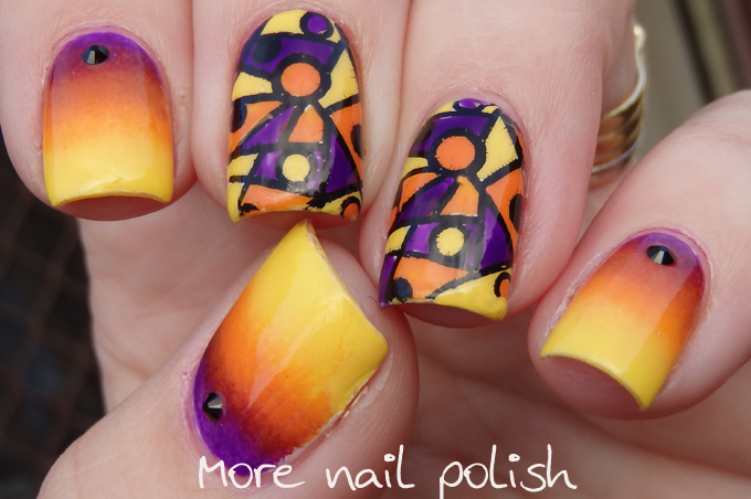 Purple and orange Halloween nails | Purple nail designs, Purple nails,  Purple ombre nails