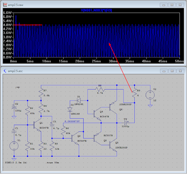 Amplifier simulation in LTspice - screenshot