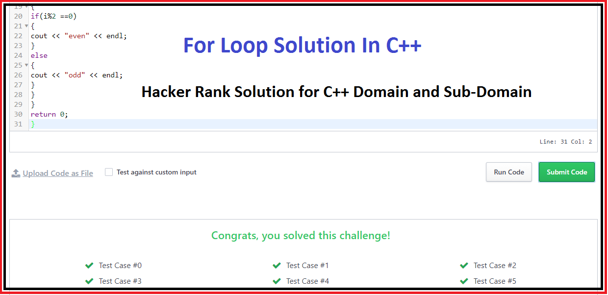 The Output of For Loop Hackerrank Solution