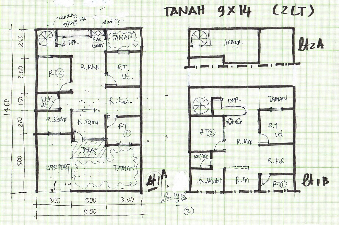 Denah Rumah Lebar 8 Meter 2 Lantai Denah Rumah