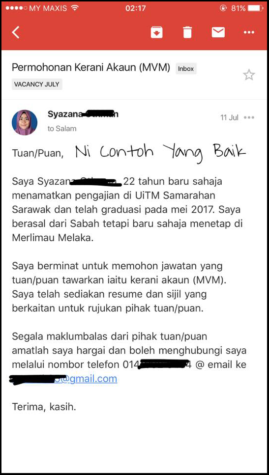 Pencari Kerja Perlu Elakkan Mengirim Email Begini (Comfirm 