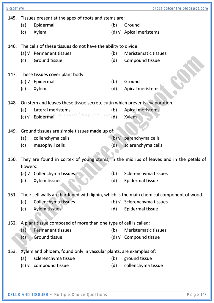 cells-and-tissues-mcqs-biology-9th-notes