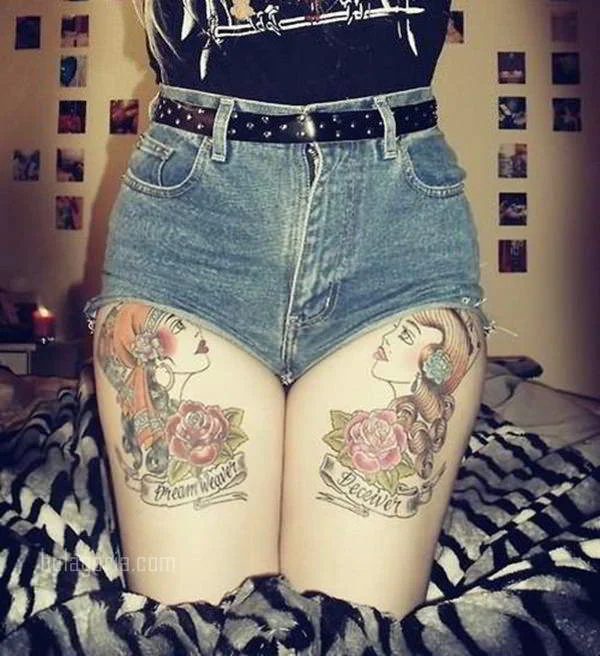 imagen de una mujer sexy con tatuaje en el muslo