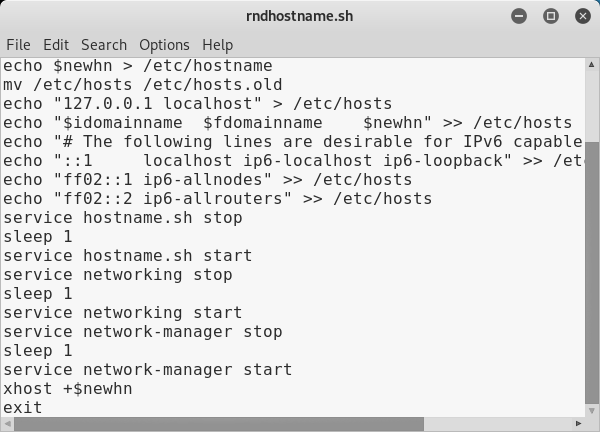 Kali Linux, script per la generazione casuale e assegnazione del nome host