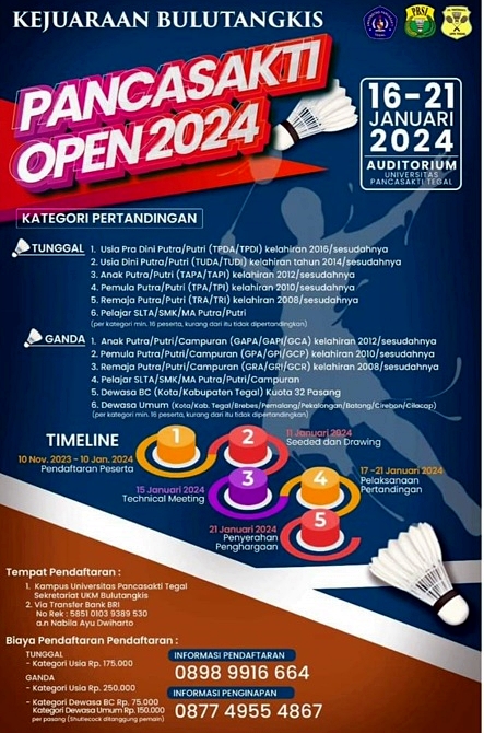 Turnamen Badminton PANCASAKTI Open