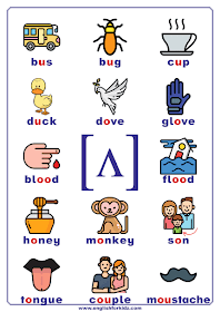 Phonics chart - vowel phoneme ʌ - words and pictures - printable ESL resources