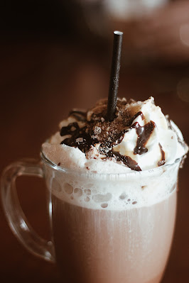 latte with chocolate and whipped cream