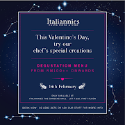 Italiannies Pasta Pizza & Vino Valentine Promotion