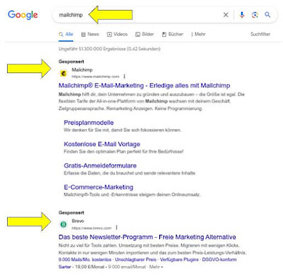 Screenshot der bezahlten Google-Suche