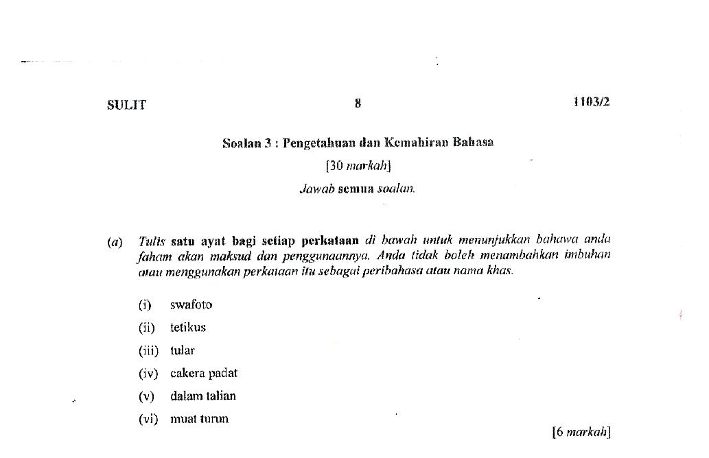 Laman Bahasa Melayu SPM: CADANGAN SOALAN 3 (A) - MEMBINA 