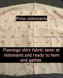 Picture that instructs to press sideseams on fabric with newly created sideseams.