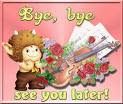 This is a very colorful picture of strawberry shortcake and it says bye-bye, see you later