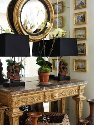 vignette styling chest oversized gold mirror