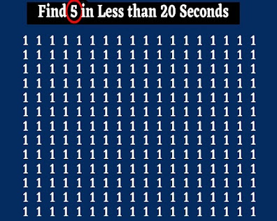 Observation Brain Test: If you have Eagle Eyes, find the number 5 among 1 in 20 seconds