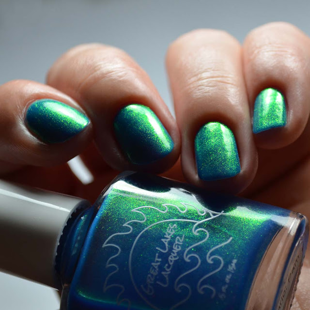 ocean blue nail polish with aurora shimmer