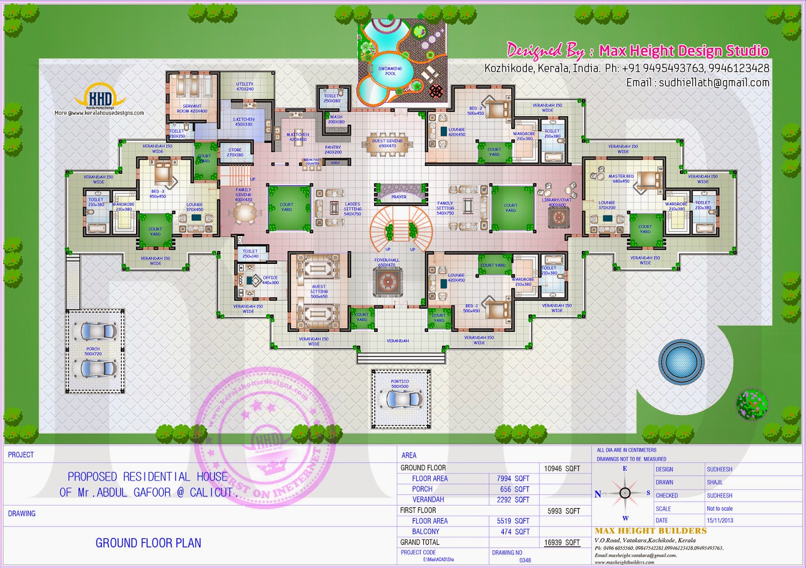 Gigantic super luxury floor plan Kerala home design and 