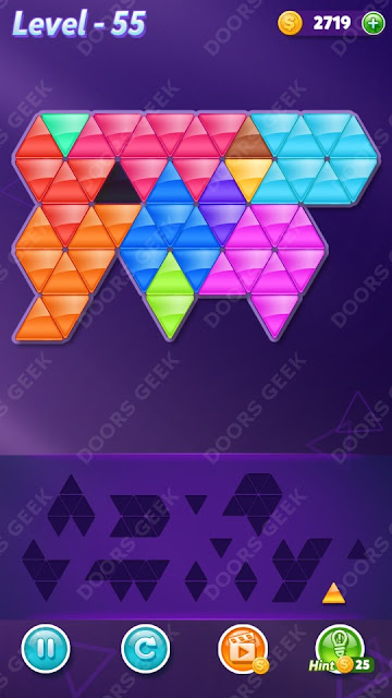 Block! Triangle Puzzle 12 Mania Level 55 Solution, Cheats, Walkthrough for Android, iPhone, iPad and iPod