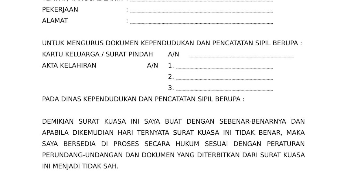 DOWNLOAD CONTOH SURAT KUASA PENGURUSAN DOKUMEN 