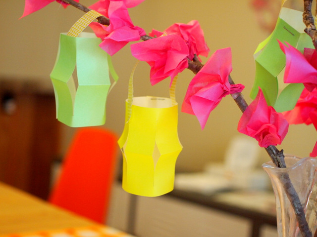 paper blossom tissue flowers for Chinese New Year Kids Craft