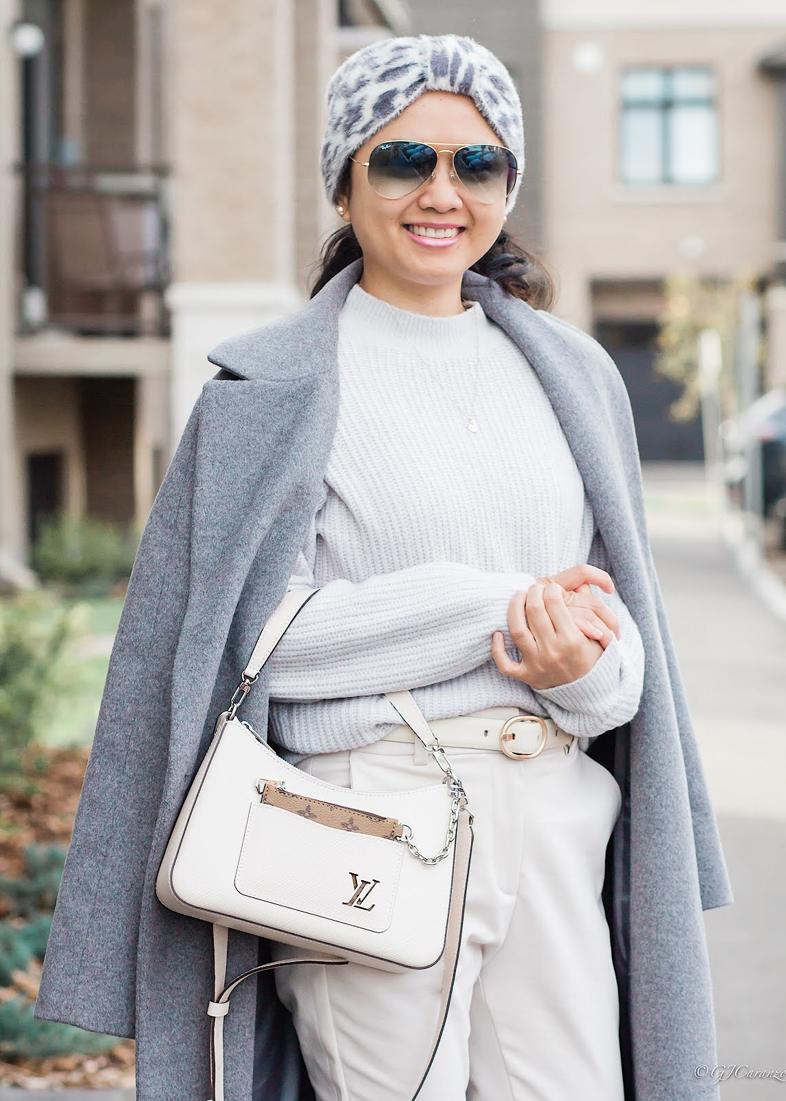 Uniqlo Long Coat | Uniqlo Light Gray Sweater | HM Pants | Louis Vuitton Marelle in Quartz Epi Leather | Adidas Stan Smith | Winter Fashion | Petite Outfit