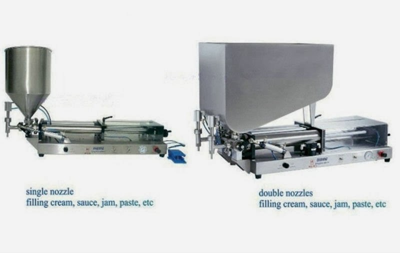 semi automatic double heads thick sauce filling machine doble cabezal de la máquina de llenado