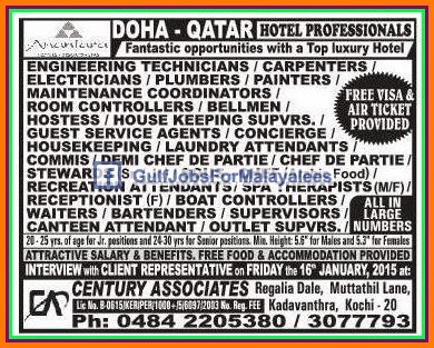 Hotel Professional for Doha Qatar Job Vacancies