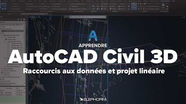 Elephorm - Apprendre AutoCAD Civil 3D Raccourcis aux données et projet linéaire