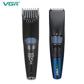 VGR V-053B Adjustable Beard Trimmer All-in-one Beard Trimmer for Men with Li-ion Battery Fast Charge Long-Lasting Use 20 Built-in Precise Lengths USB Charging – Black & Blue