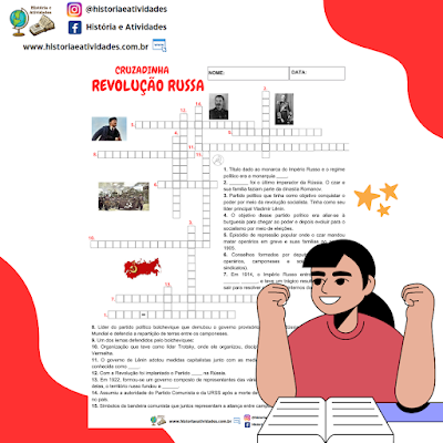 Revolução Russa - Cruzadinha | Atividade de História para imprimir