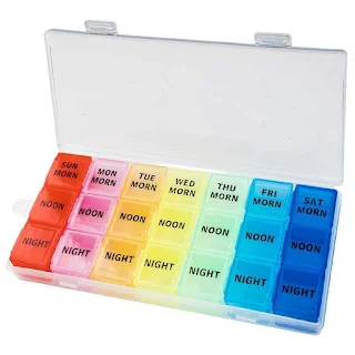 Weekly Pill Organizer Case Portable Color Coded Container Medicine Holder hown - store