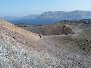 Santorini in the background (santorini nea kameni volcano )