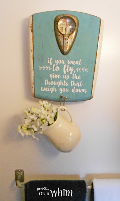 Stenciled Quote on a Vintage Scale Wall Hook | Denise on a Whim