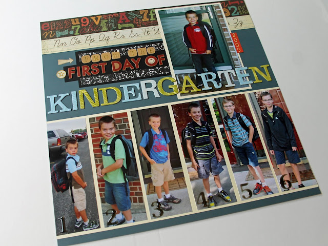 First Day of School Year Photo Collage Scrapbook Page Layout