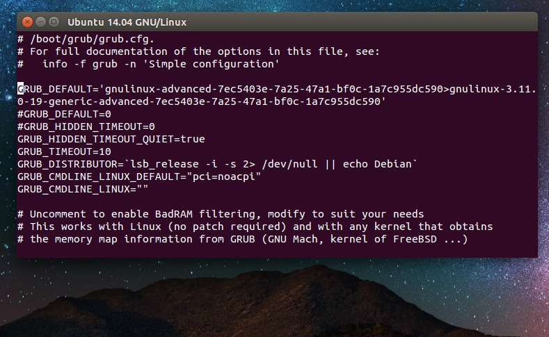 Linux + GNU = Humans Enabled: How To Set Default Grub / kernel / boot  option on Ubuntu GNU/Linux 14.04