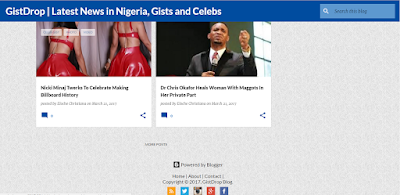 nigerian entertainment blog design in blue