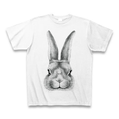 イラストTシャツ　リアルイラストTシャツ　ウサギのイラストTシャツ